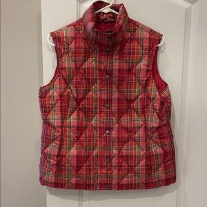 Lands' End Red Plaid Vest